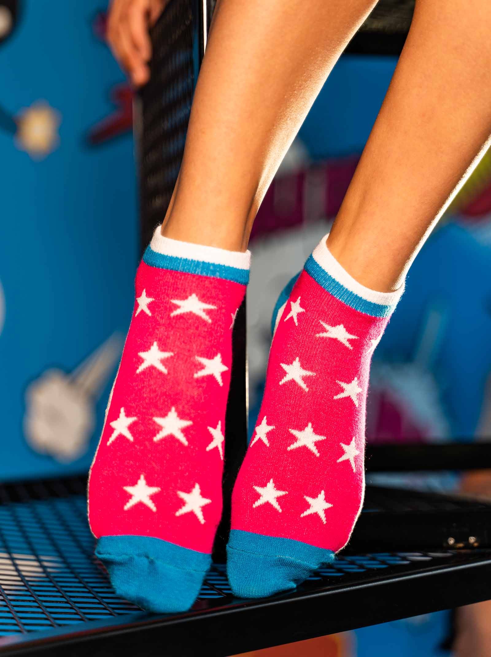 Women's Low Cut FUN Socks Stars Pink