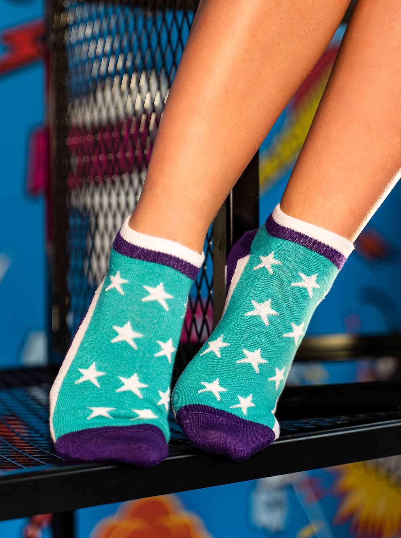 Women's Low Cut FUN Socks Stars Blue